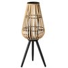 Vintiquewise Indoor and Outdoor Modern Natural Bamboo Decorative Lantern with Black Stand and Glass Candle Holder QI004165